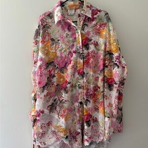 HEMANT & NANDITA Multicolor Floral Mesh Top